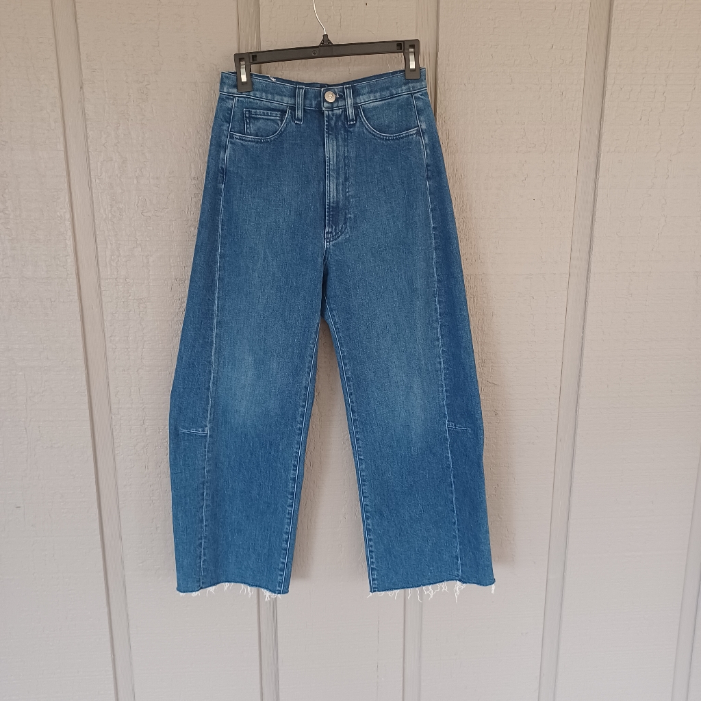 3 X 1 Nyc High Rise Wide Leg Jean Size 25 Women Cotton Raw Hem Color Blue